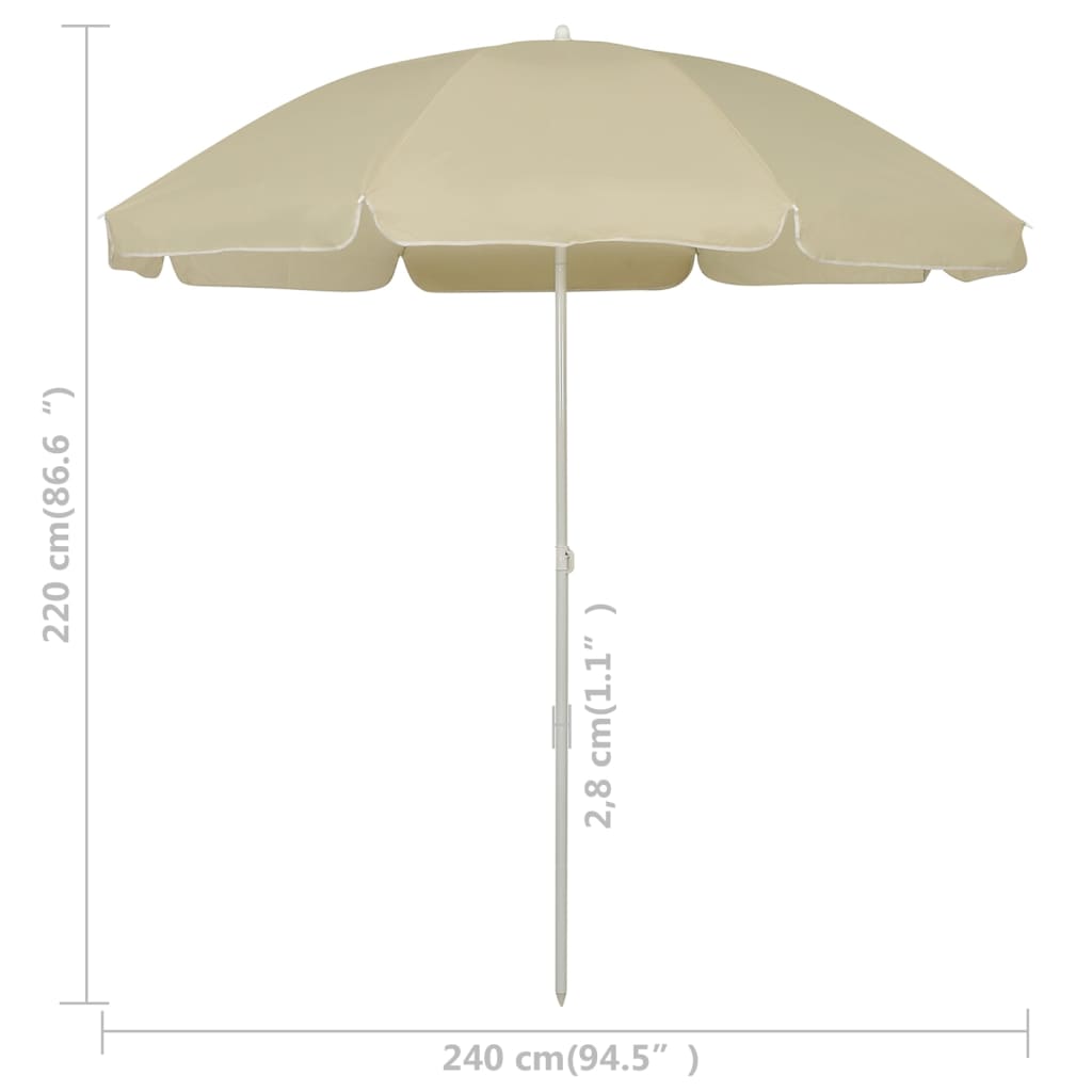314703 vidaXL Beach Parasol Sand Yellow 240 cm