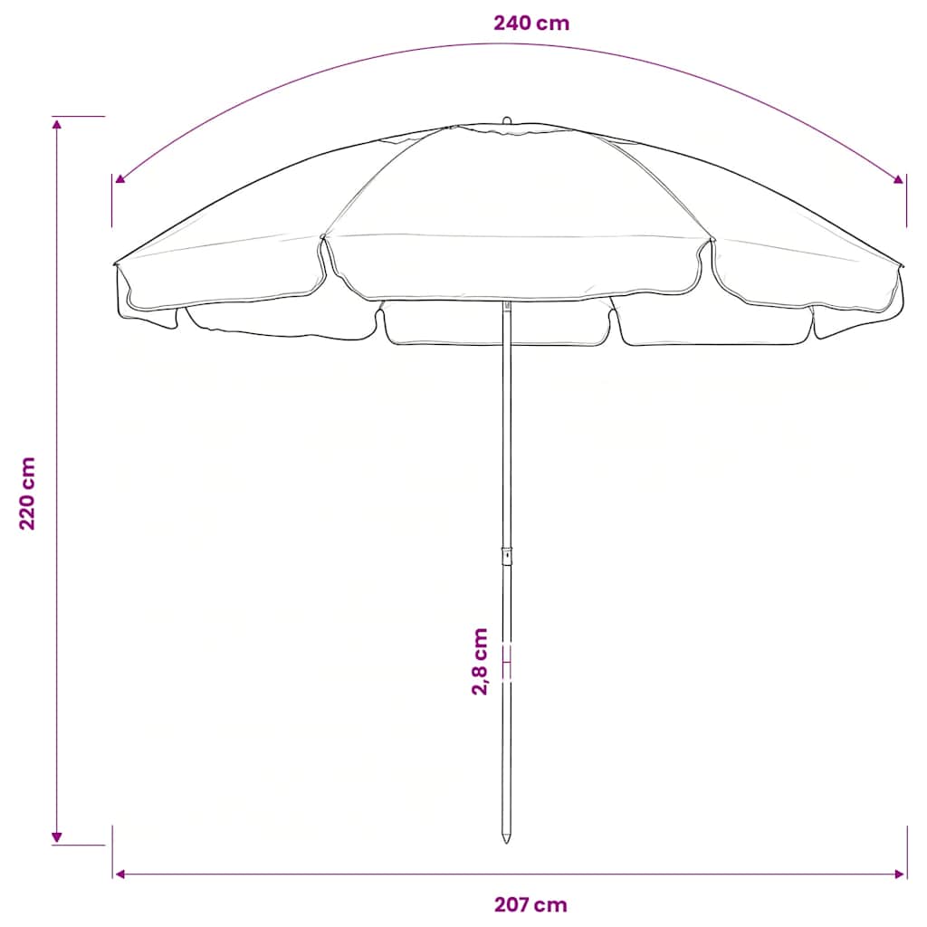 314711 vidaXL Beach Parasol Sand Yellow 240 cm
