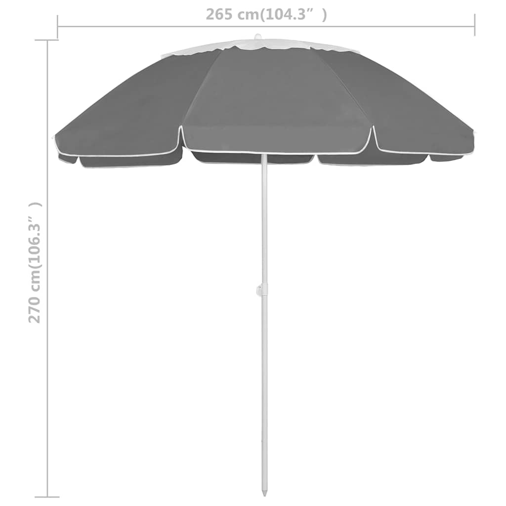 vidaXL Beach Parasol | Anthracite | Polyester | Large | Adjustable