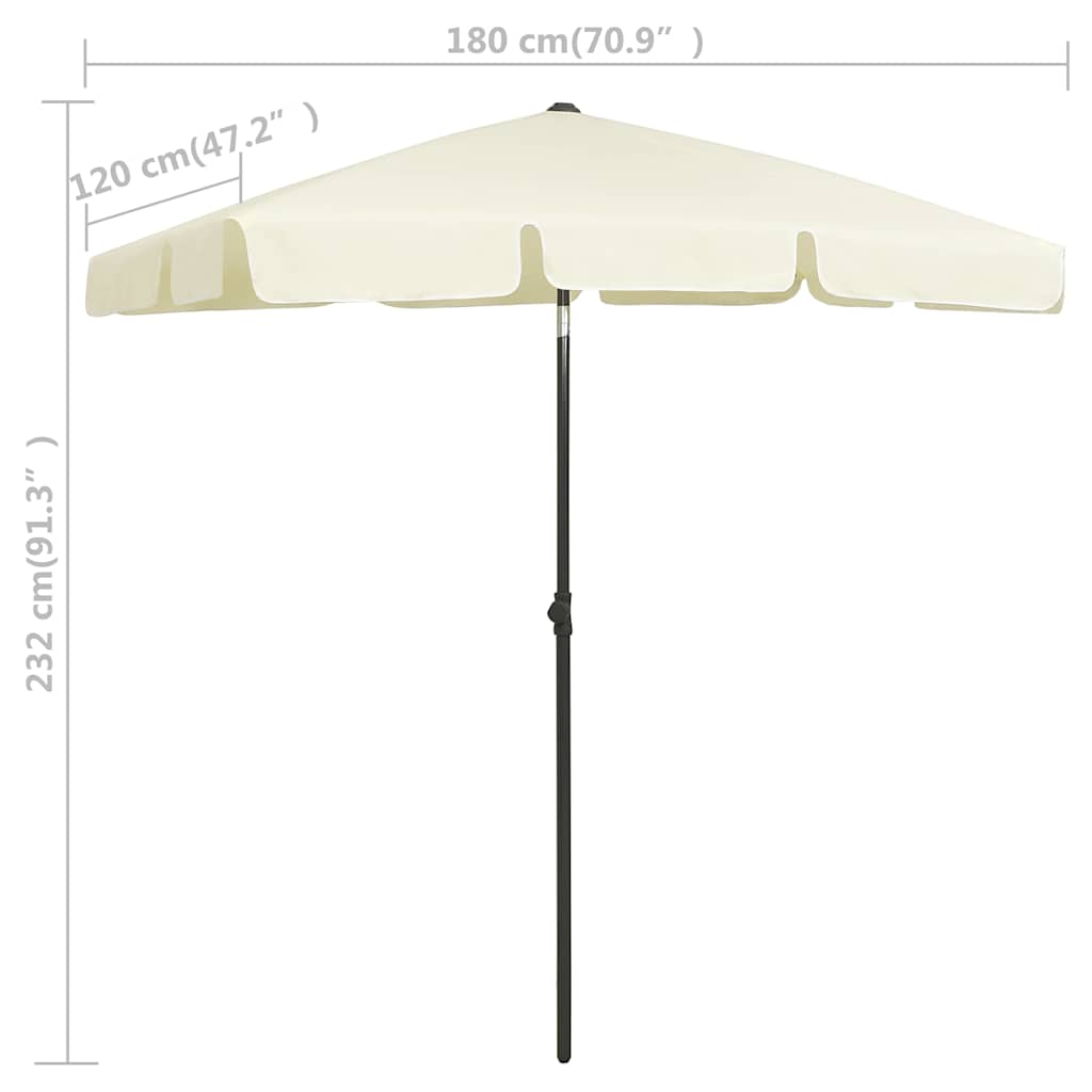vidaXL Beach Parasol | Sand Yellow | Polyester | 180x120 cm | Tiltable