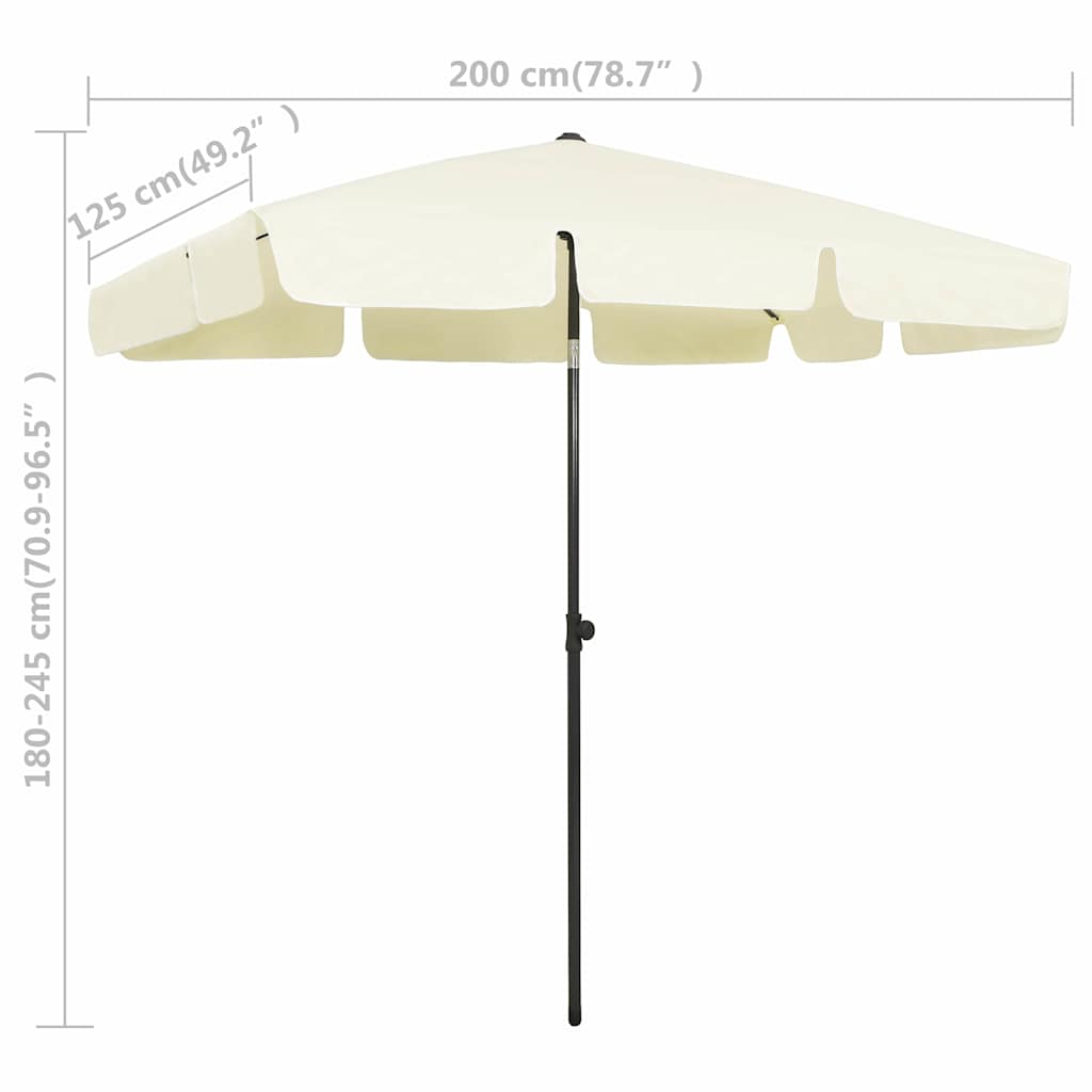 vidaXL Beach Parasol Sand Yellow 200x125 cm