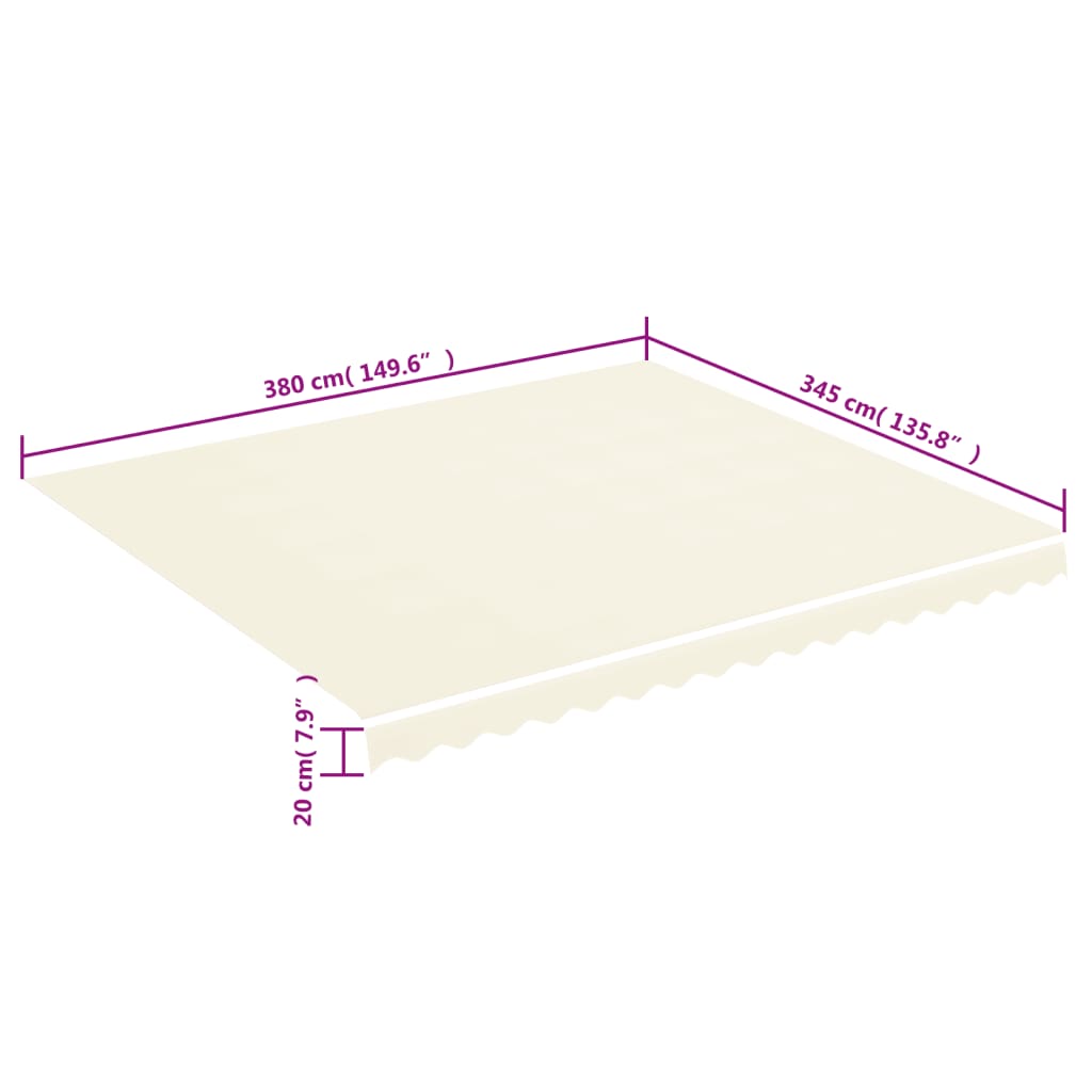 vidaXL Awning Replacement Fabric Cream 400x350 cm Polyester