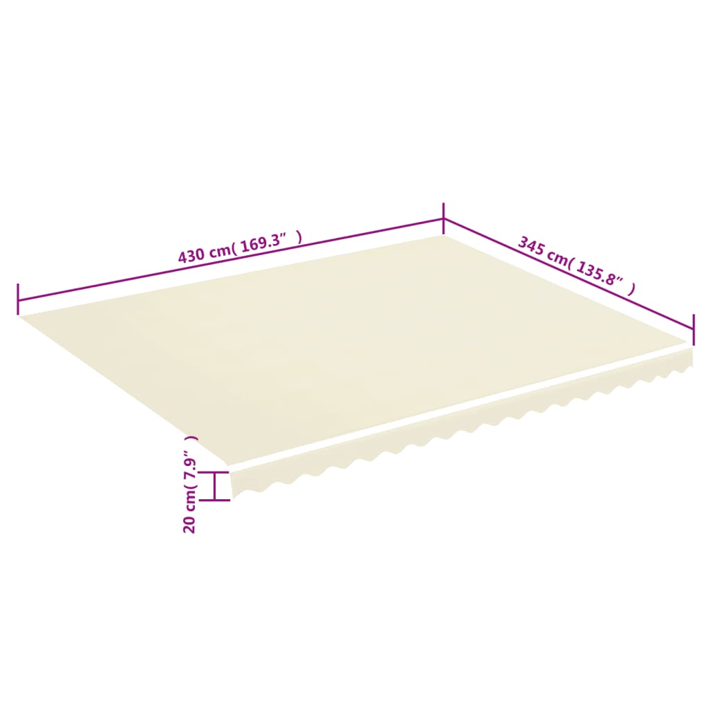 vidaXL Replacement Fabric for Awning Cream 4.5x3.5 m