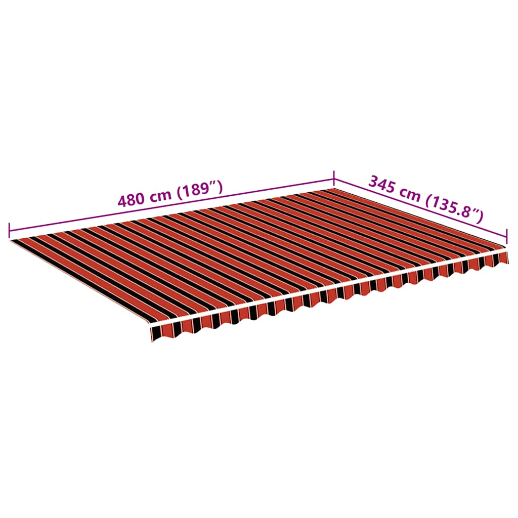 vidaXL Awning Replacement Fabric Orange and Brown 5x3.5 m Polyester