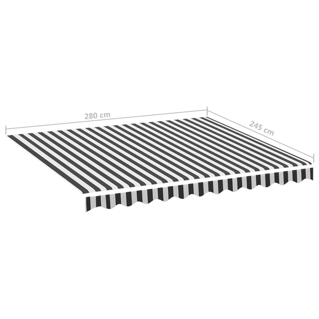 vidaXL Awning Replacement Fabric Anthracite and White 280x245 cm Polyester