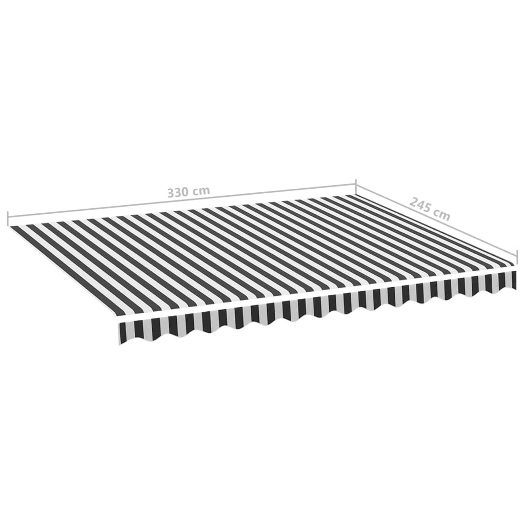 vidaXL Awning Replacement Fabric Anthracite and White 330x245 cm Polyester