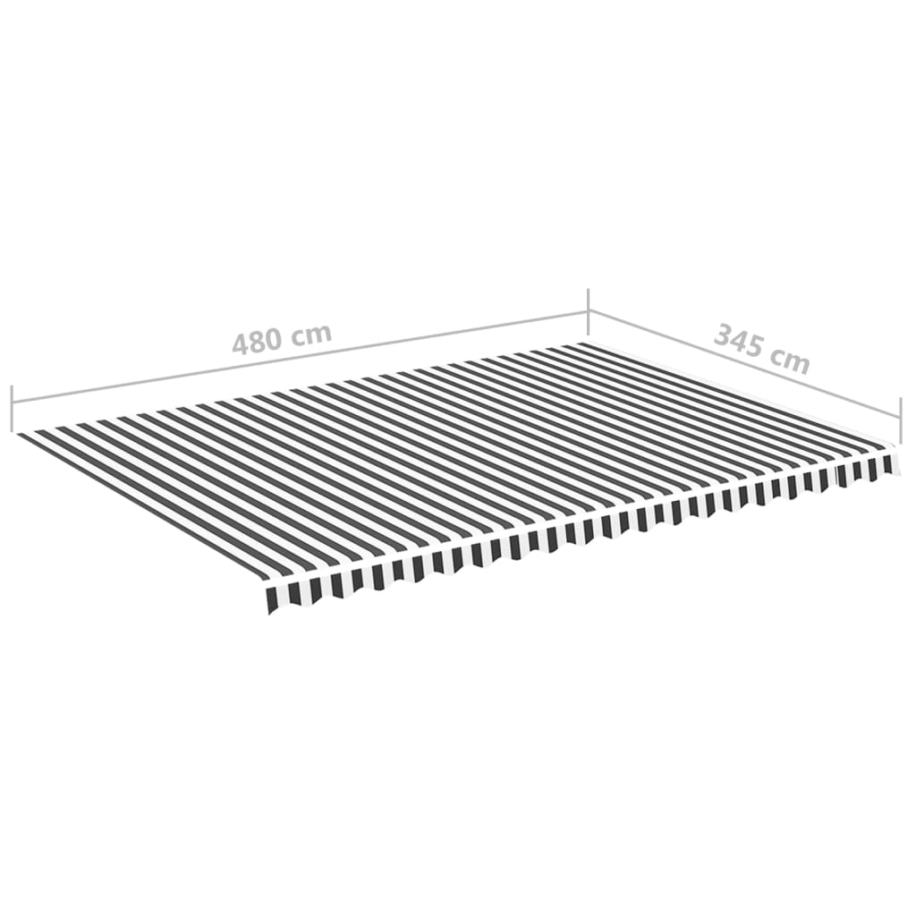 vidaXL Awning Replacement Fabric Anthracite and White 500x350 cm Polyester