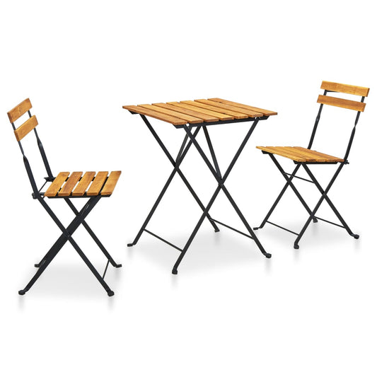 313157 vidaXL 3 Piece Folding Bistro Set Solid Acacia Wood
