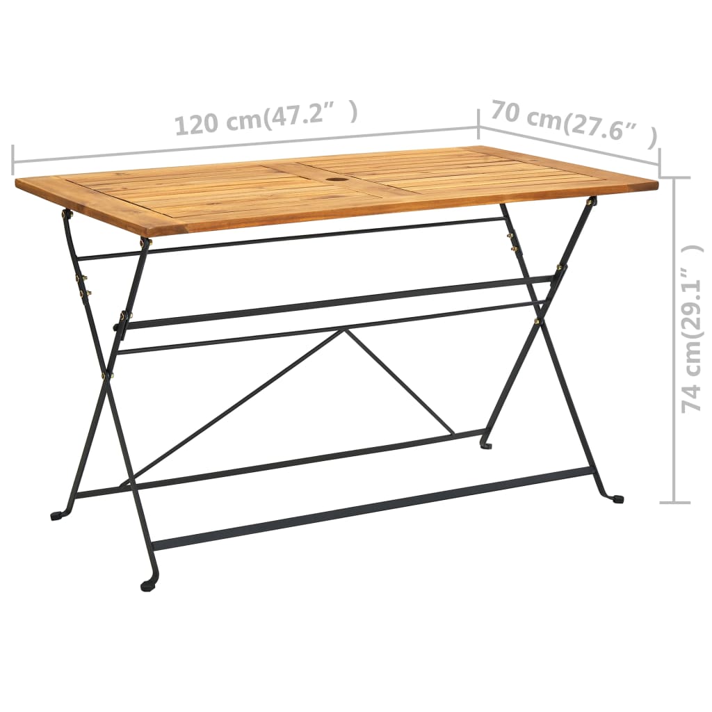 313159 vidaXL Folding Garden Table 120x70x74 cm Solid Acacia Wood
