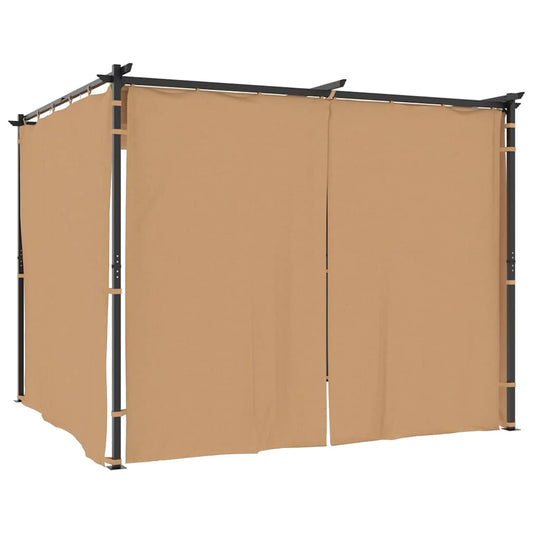 313897 vidaXL Gazebo with Curtains 3x3 m Taupe Steel