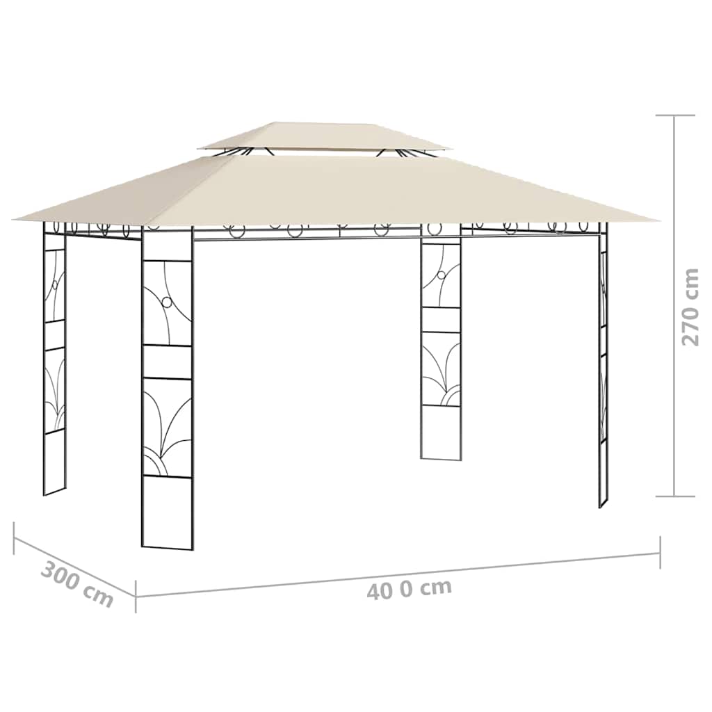 vidaXL Gazebo 4x3x2,7 m Cream 160 g/m²