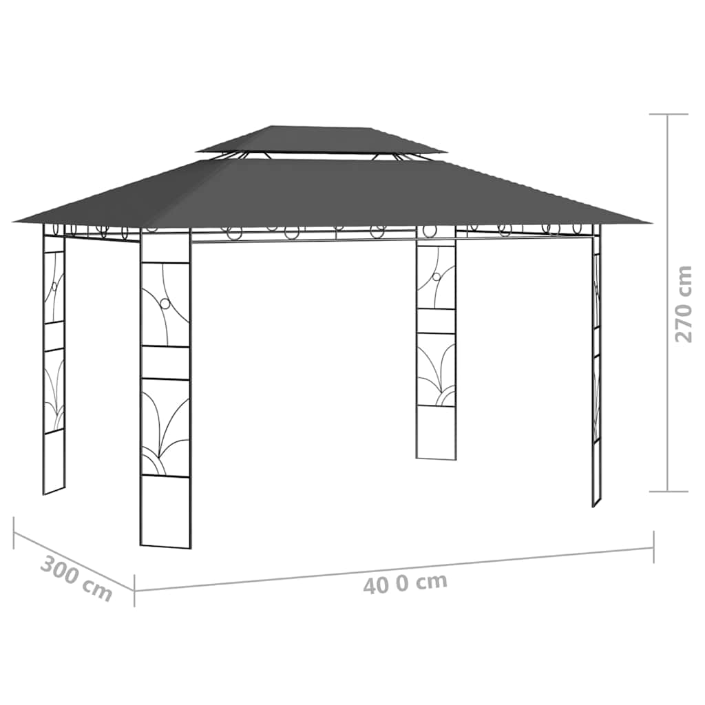 vidaXL Gazebo 4x3x2,7 m Anthracite 160 g/m²