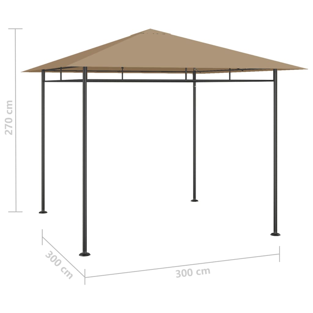 vidaXL Gazebo 3x3x2,7 m Taupe 180 g/m²