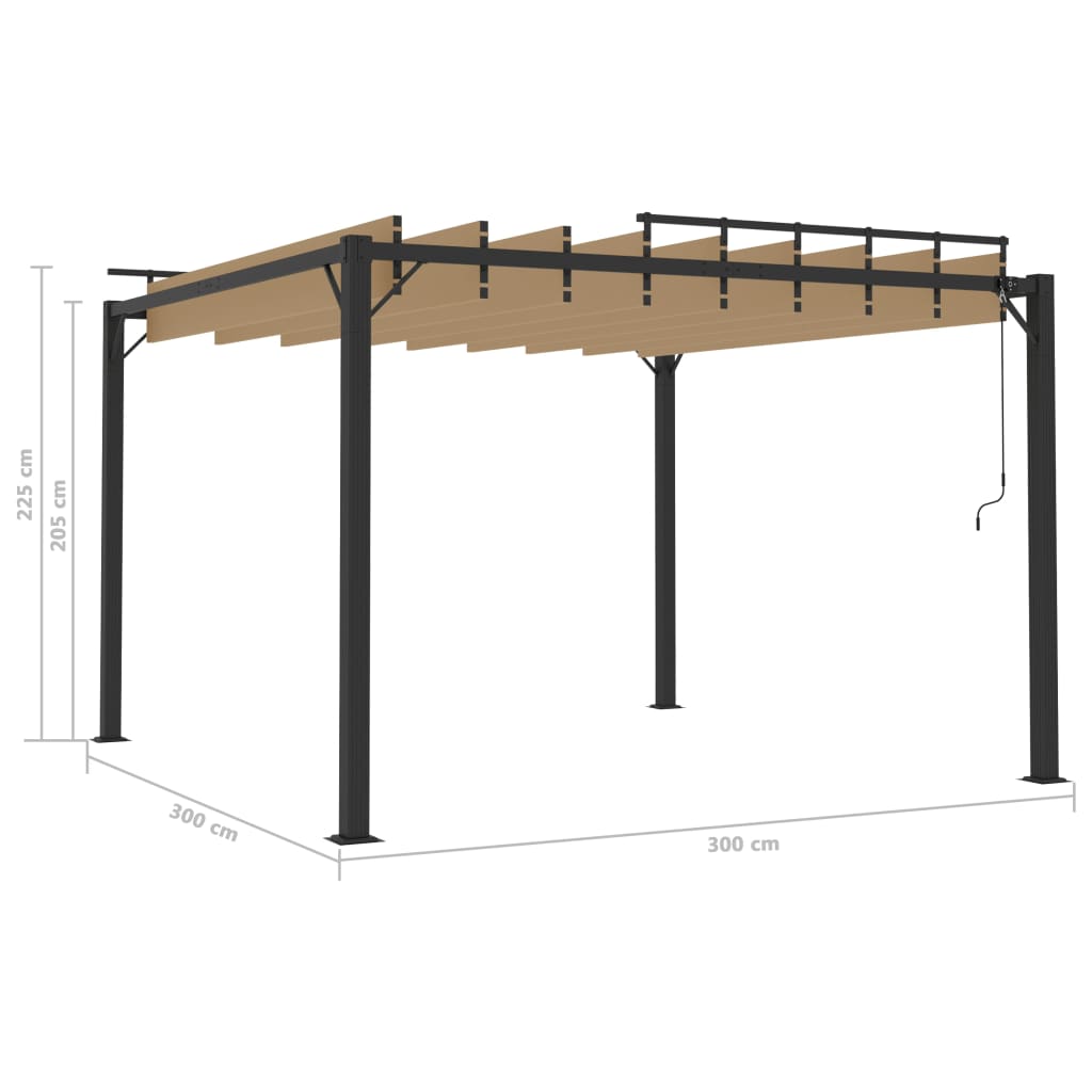 vidaXL Gazebo with Louvered Roof 3x3 m Taupe Fabric and Aluminium