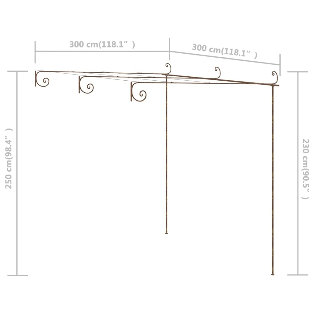 313997 vidaXL Garden Pergola Antique Brown 3x3x2,5 m Iron