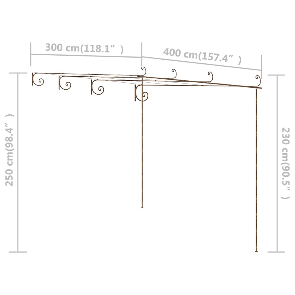 313998 vidaXL Garden Pergola Antique Brown 4x3x2,5 m Iron