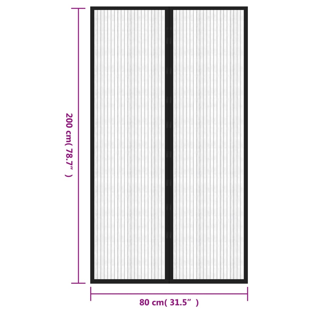 vidaXL Insect Door Curtains 2 pcs with Magnet Blocks Black 200x80 cm