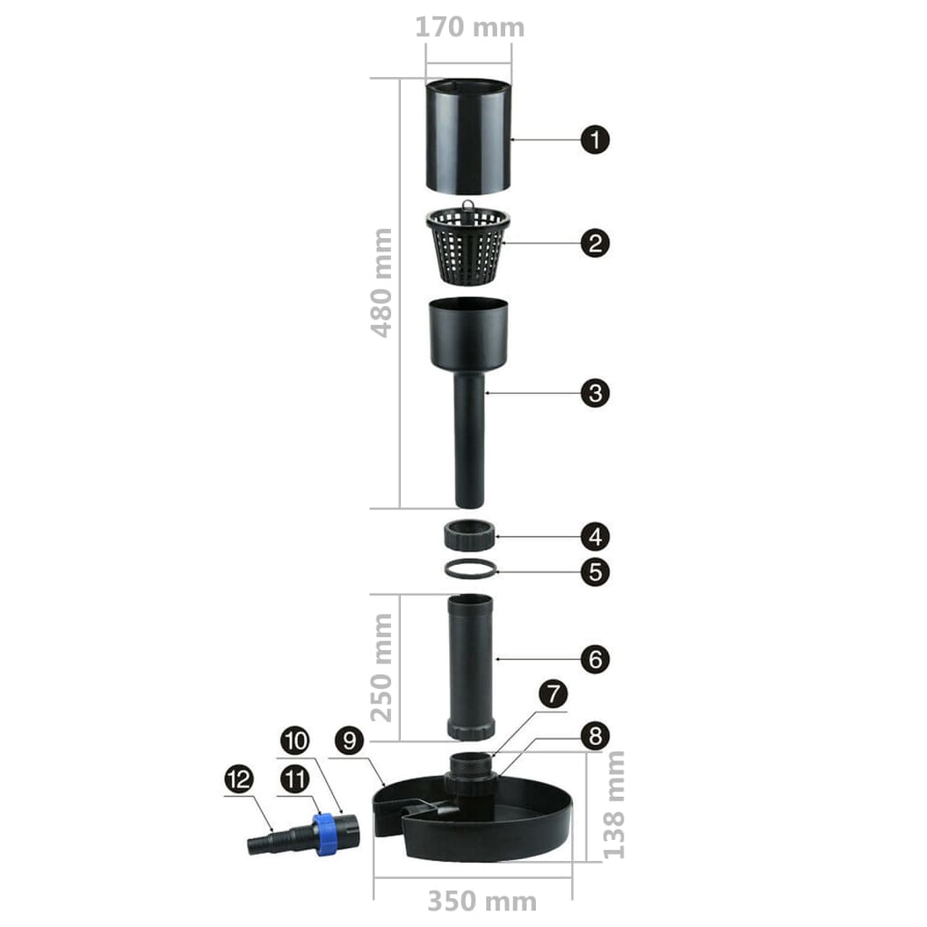 vidaXL Standing Pond Water Surface Skimmer