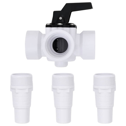 313995 vidaXL Swimming Pool 3-Way Ball Valve White and Black
