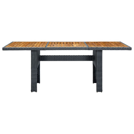 313310 vidaXL Garden Table Dark Grey Poly Rattan and Solid Acacia Wood