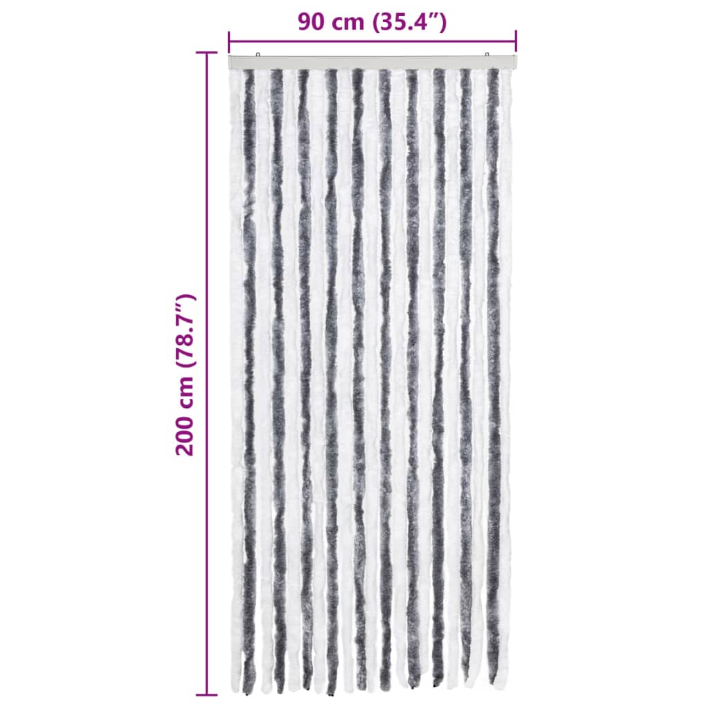 vidaXL Insect Curtain Grey and White 90x200 cm Chenille