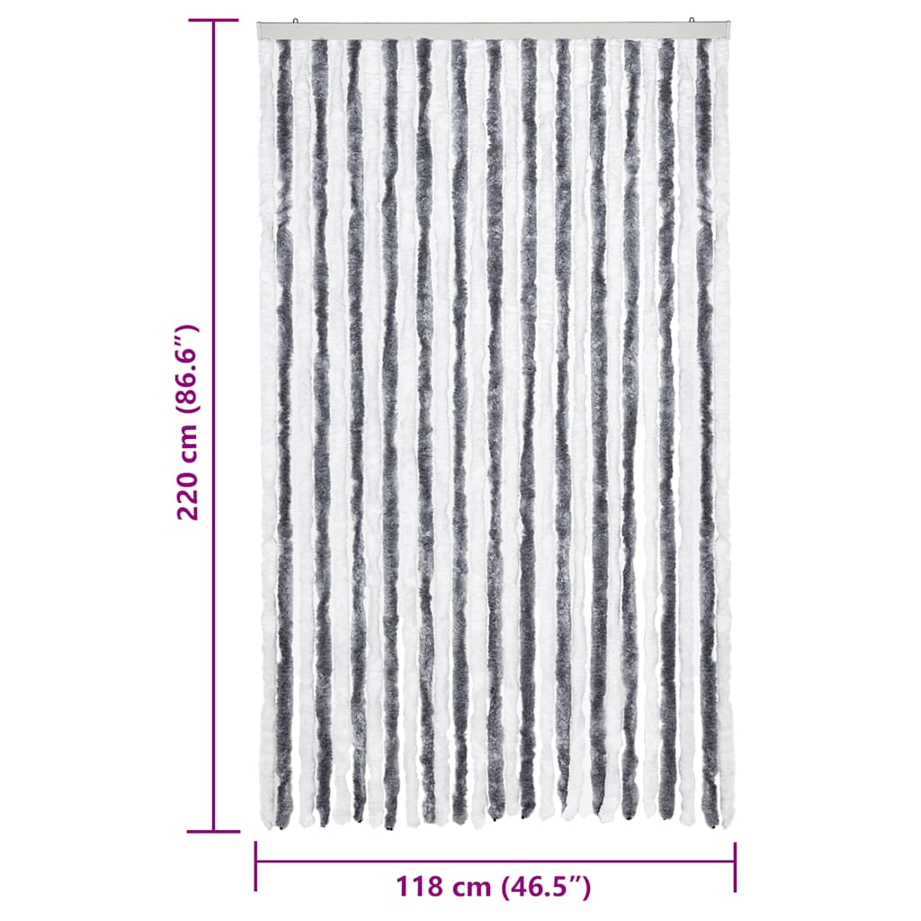 vidaXL Insect Curtain Grey and White 118x220 cm Chenille