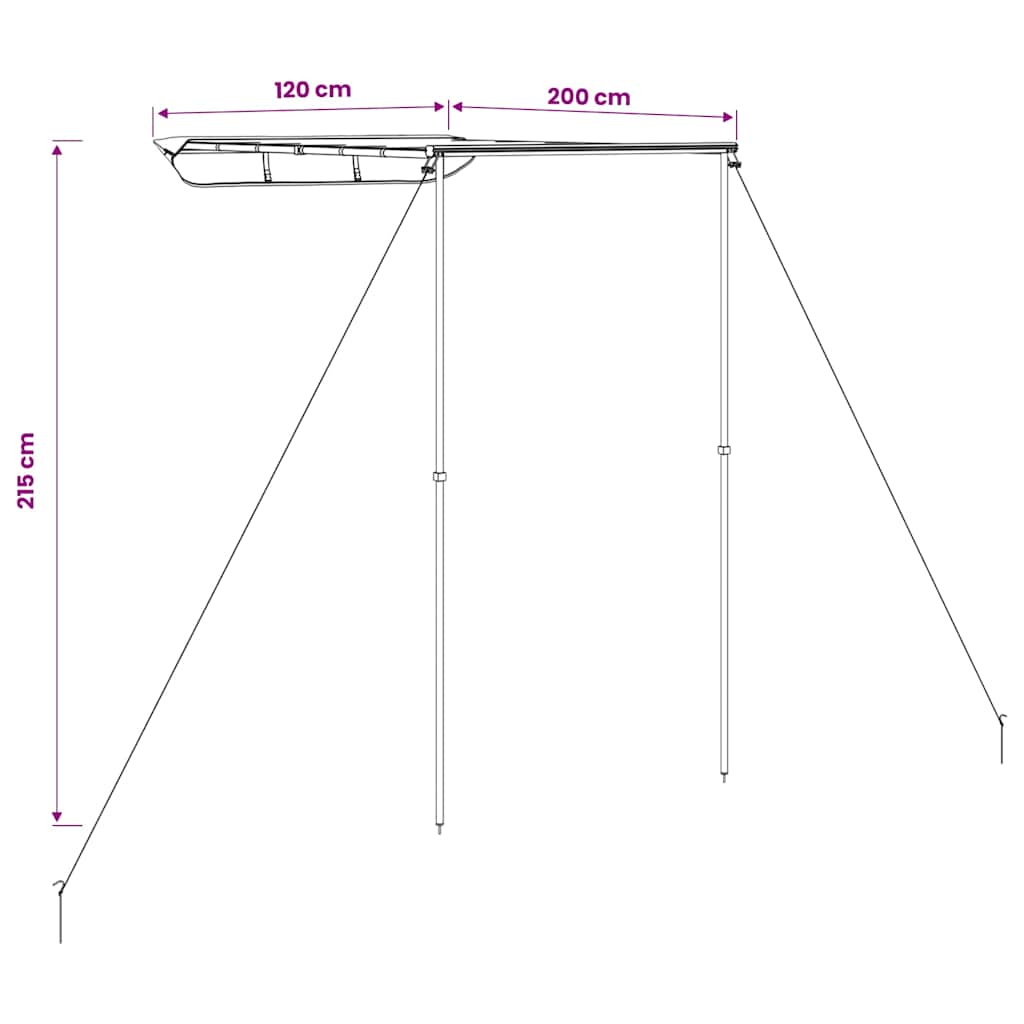 148133 vidaXL Camper & Caravan Awning 1,2x2x2,15 m Beige