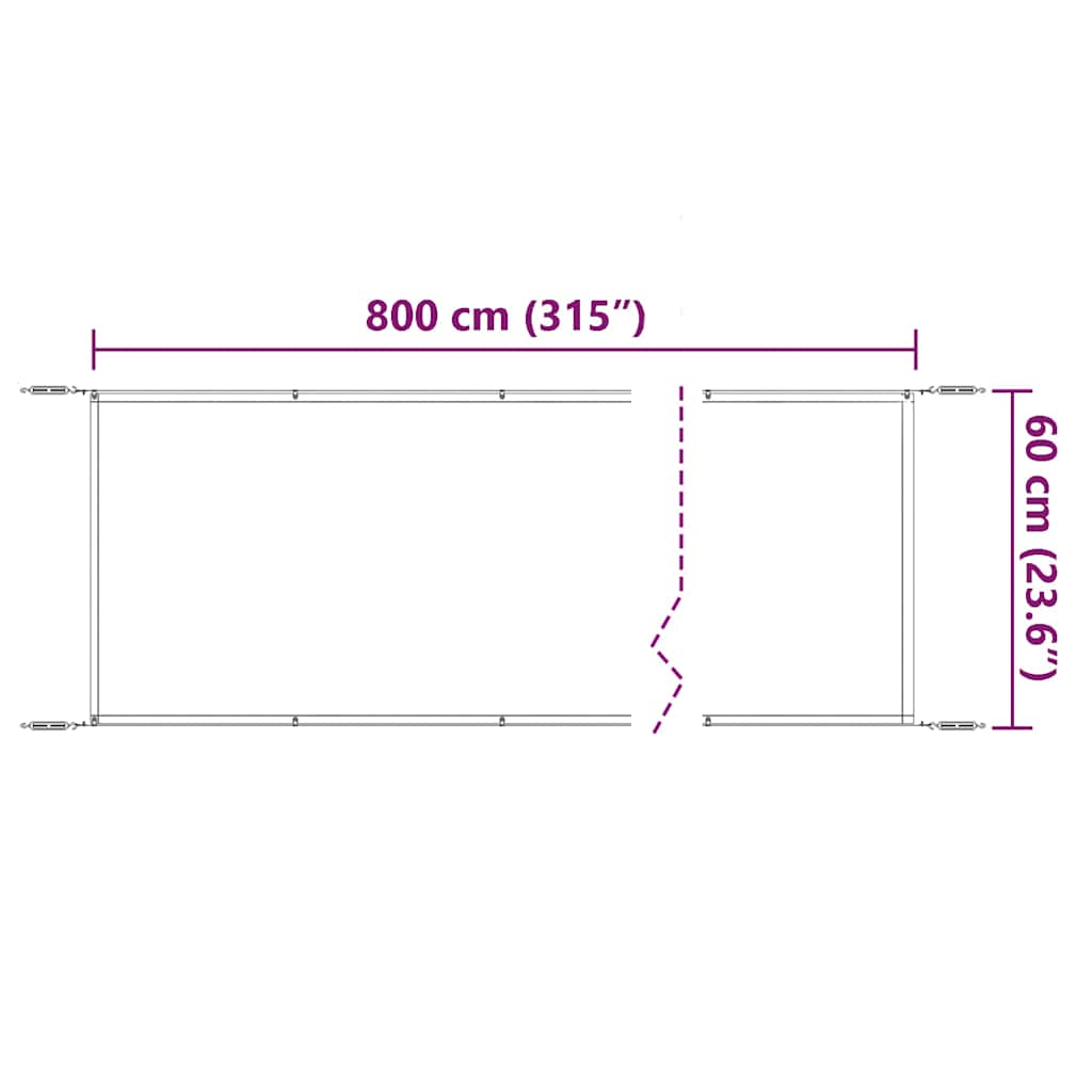 148154 vidaXL Vertical Awning White 60x800 cm Oxford Fabric