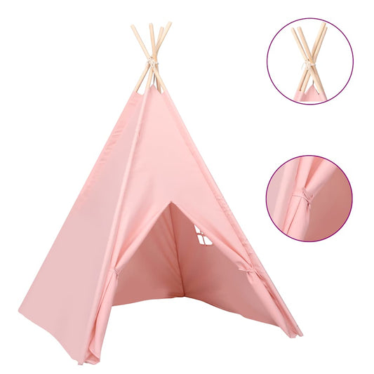 vidaXL Children Teepee Tent with Bag Peach Skin Pink 120x120x150 cm