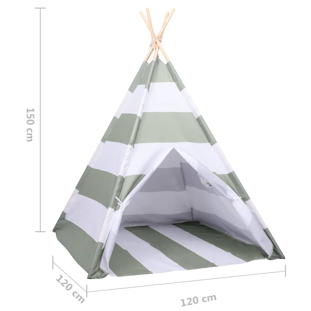 vidaXL Children Tent Grey and White 120 x 120 x 150 cm Solid pine wood