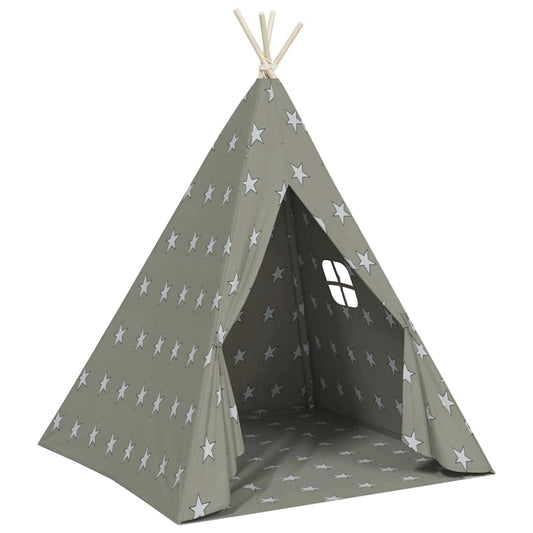 vidaXL Children Teepee Tent with Bag Polyester Grey 115x115x160 cm