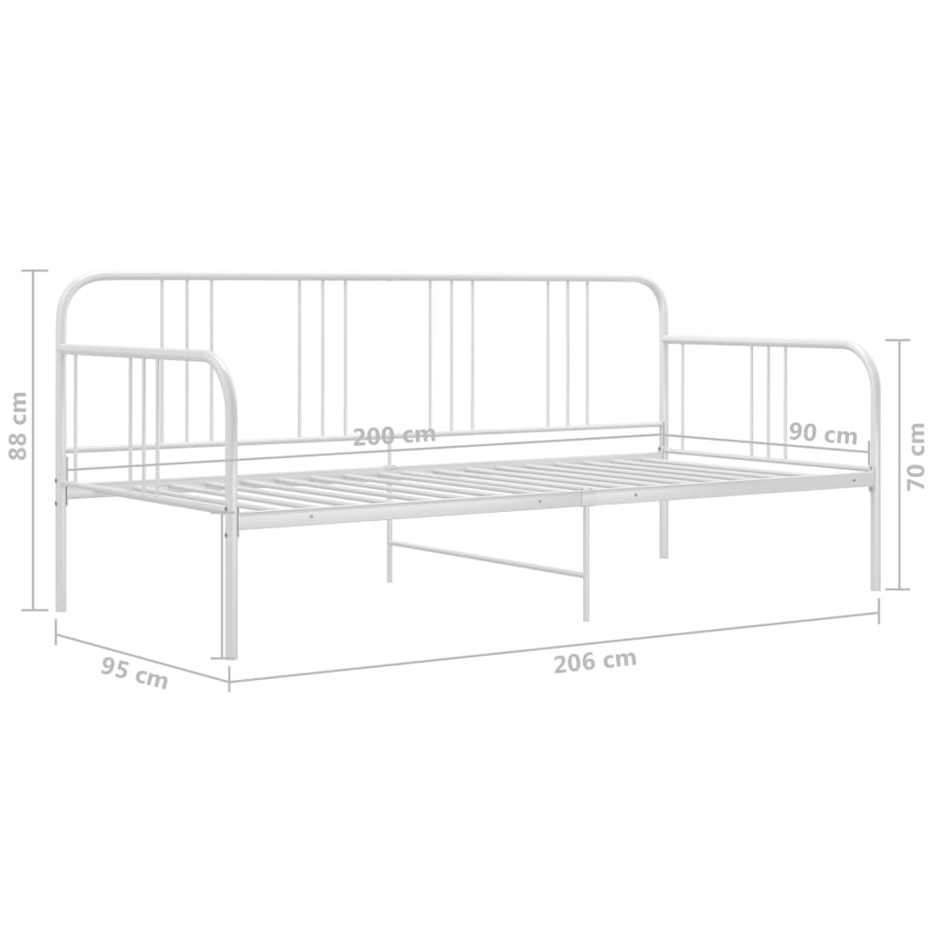 vidaXL Sofa Bed Frame | White | Metal | Single