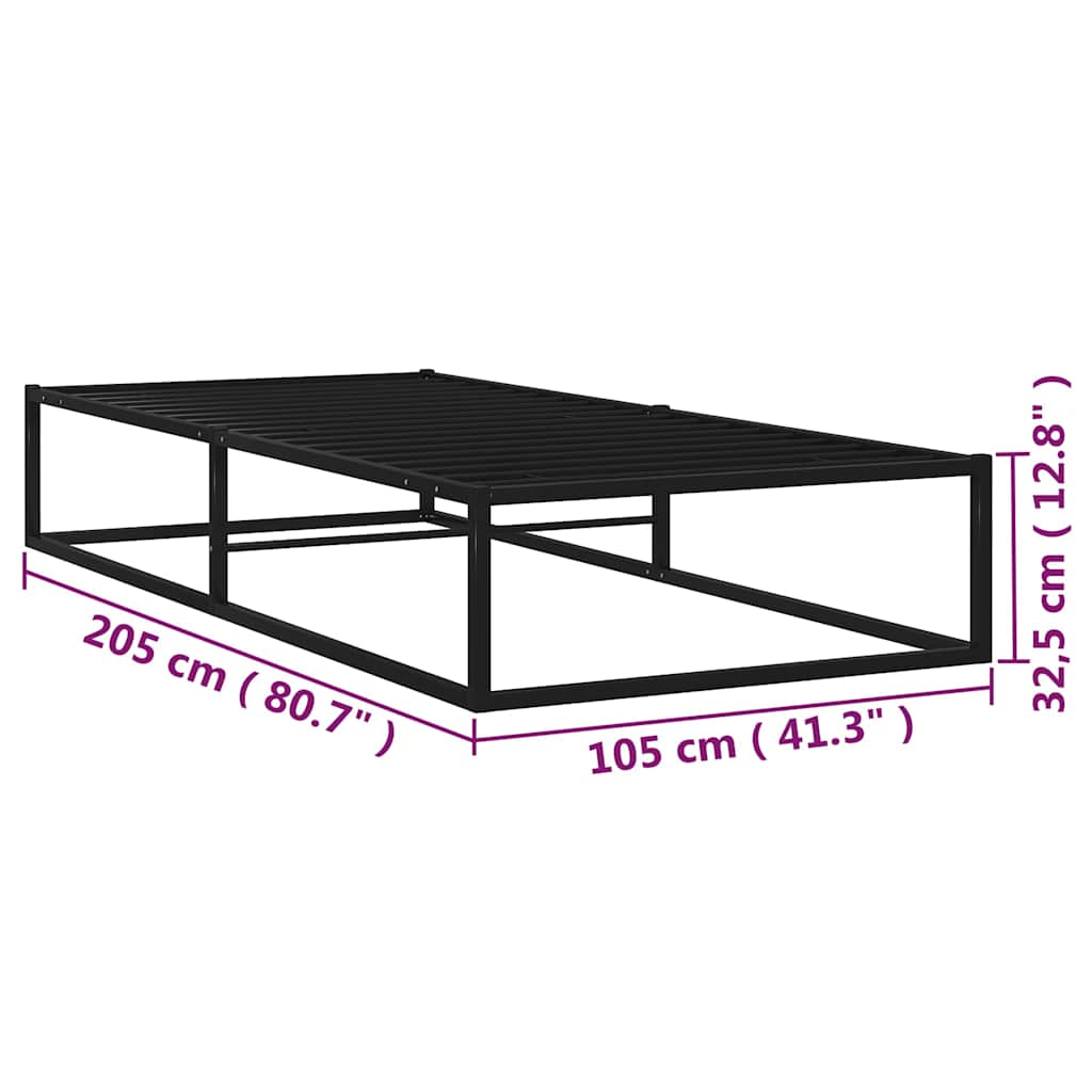 vidaXL Bed Frame without Mattress Black Metal 100x200 cm