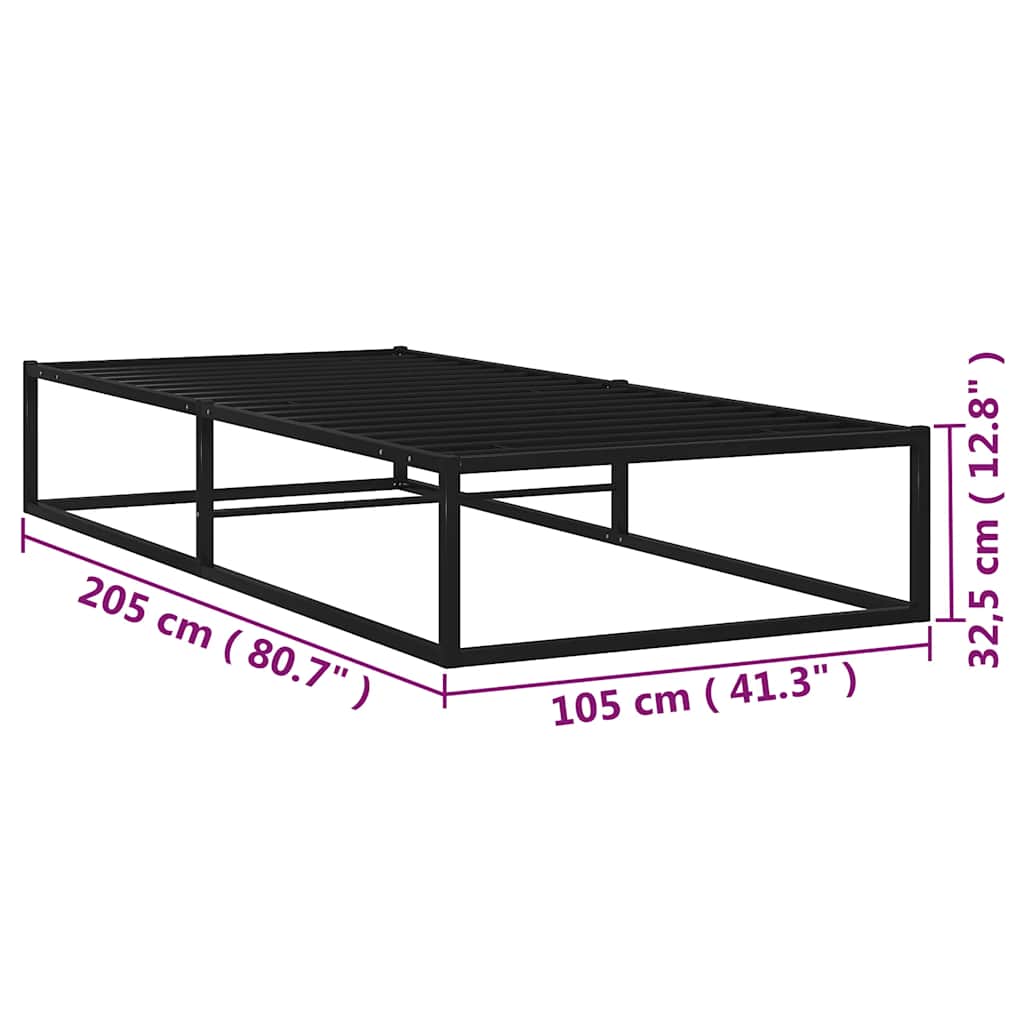 vidaXL Bed Frame without Mattress Black Metal 100x200 cm