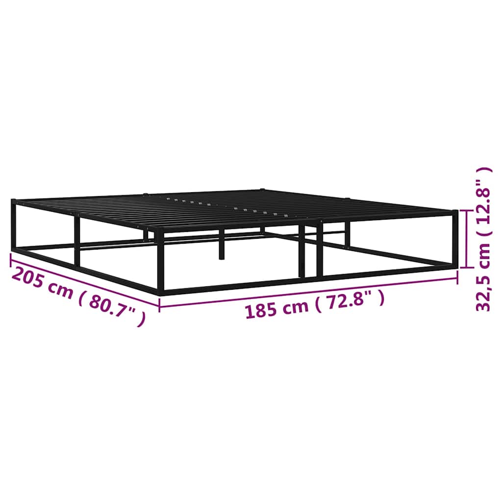 vidaXL Bed Frame without Mattress Black Metal 180x200 cm