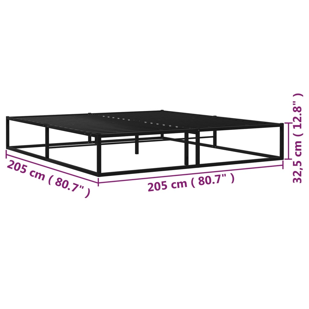 vidaXL Bed Frame | Black | Powder-Coated Metal | Double | Sturdy | Bed Frame