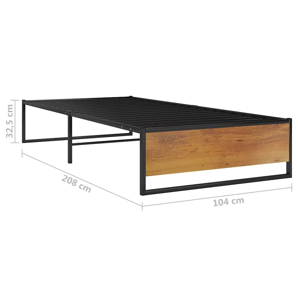 vidaXL Bed Frame without Mattress Black Metal 100x200 cm