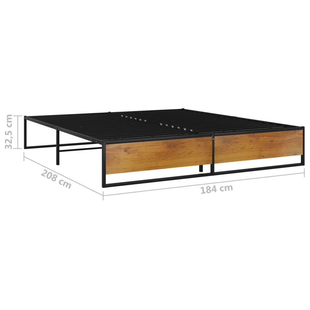 vidaXL Bed Frame without Mattress Black Metal 180x200 cm Super King
