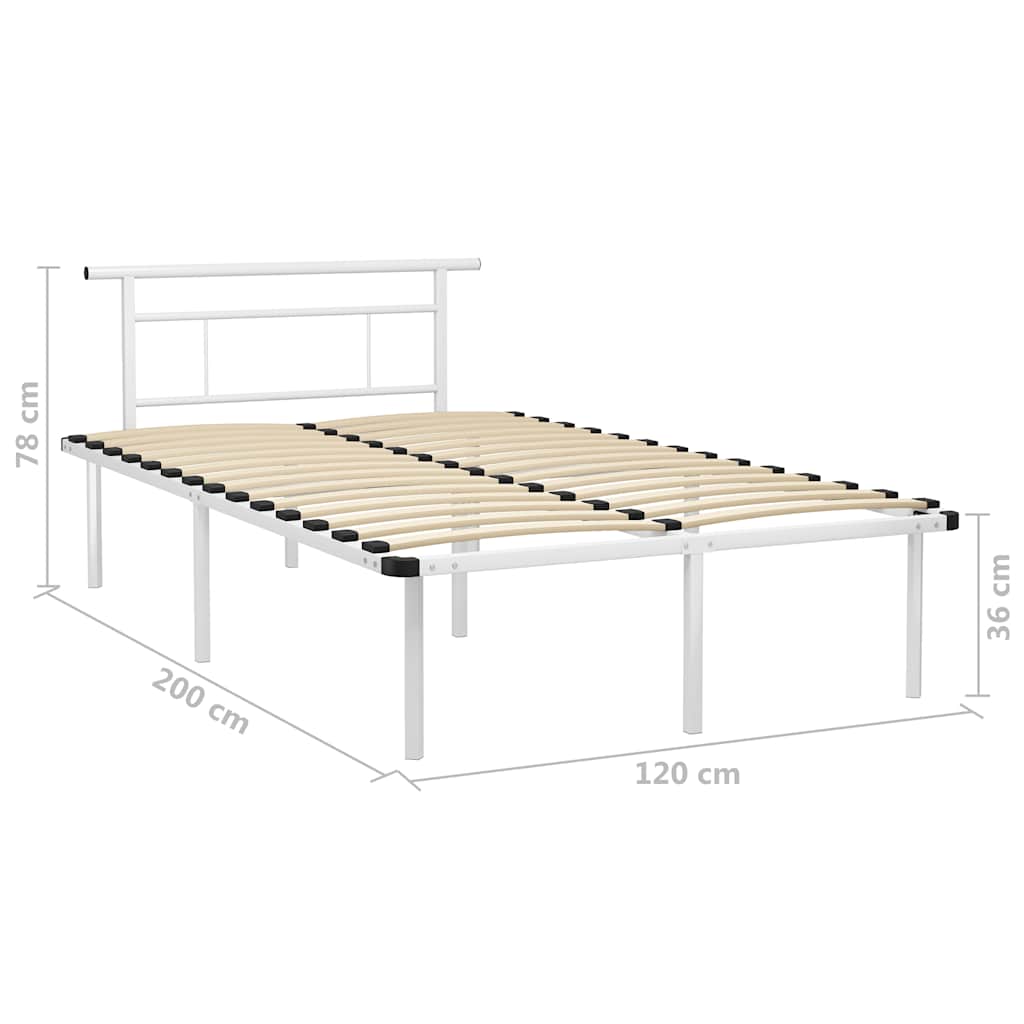 vidaXL Bed Frame without Mattress White Metal 120x200cm