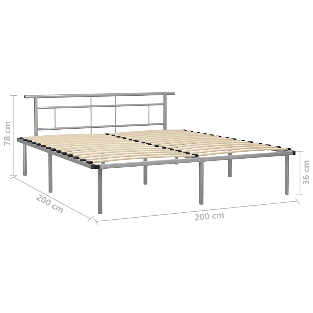 vidaXL Bed Frame without Mattress Grey Metal 200x200cm