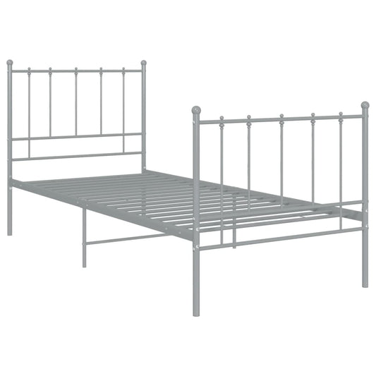 vidaXL Bed Frame | Grey | Powder-coated metal | Single | Durable