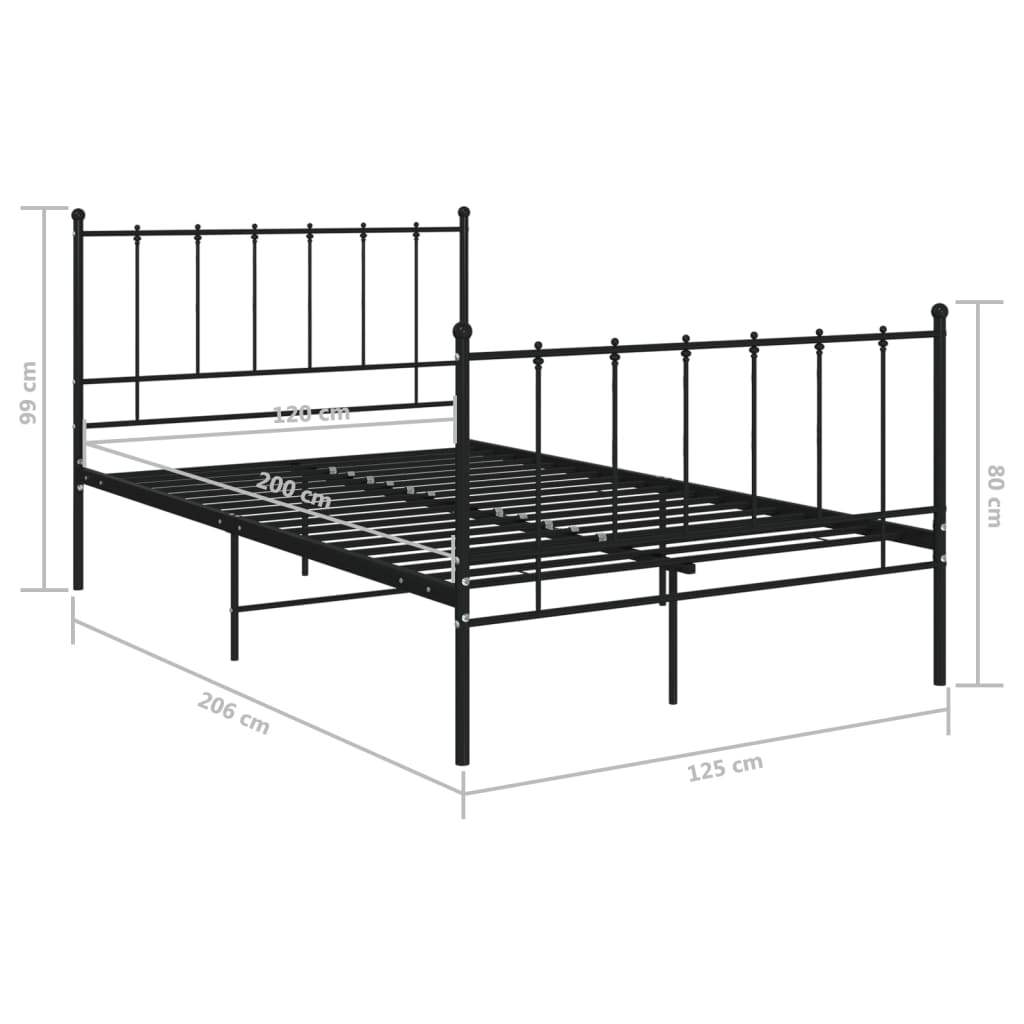 vidaXL Bed Frame | Black | Powder-coated metal | Double | Durable | Bed Frame
