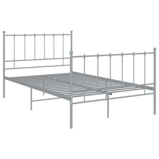 vidaXL Bed Frame | Grey | Powder-coated metal | Double | Durable | Bed Frame