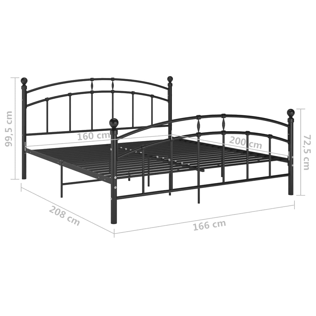 vidaXL Bed Frame with Headboard without Mattress Black 160x200 cm Metal