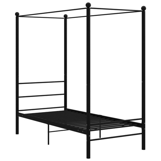 vidaXL Bed Frame | Black | Powder-coated metal | Single | Durable | Bed Frame
