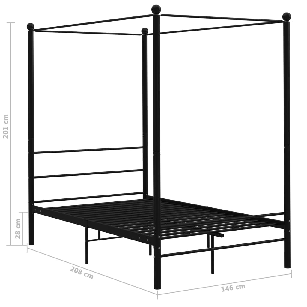 vidaXL Bed Frame | Black | Powder-coated metal | Double | Bed Frame