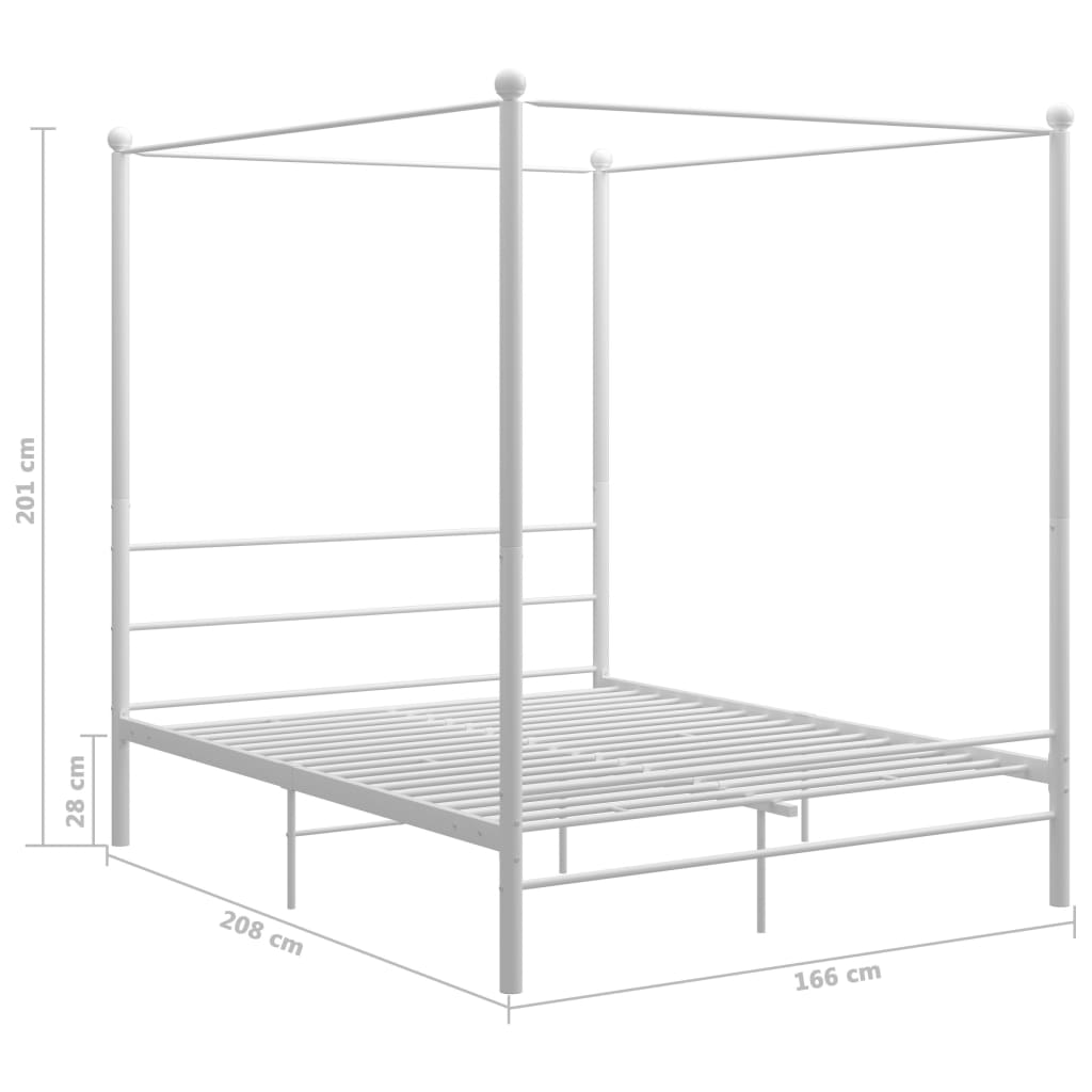 vidaXL Bed Frame | White | Powder-coated metal | Double | Sturdy | Bed Frame