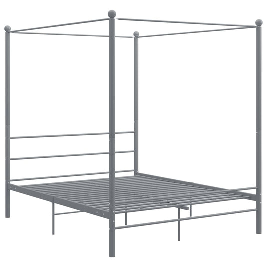 vidaXL Bed Frame | Grey | Powder-coated metal | Double | Classic/Traditional