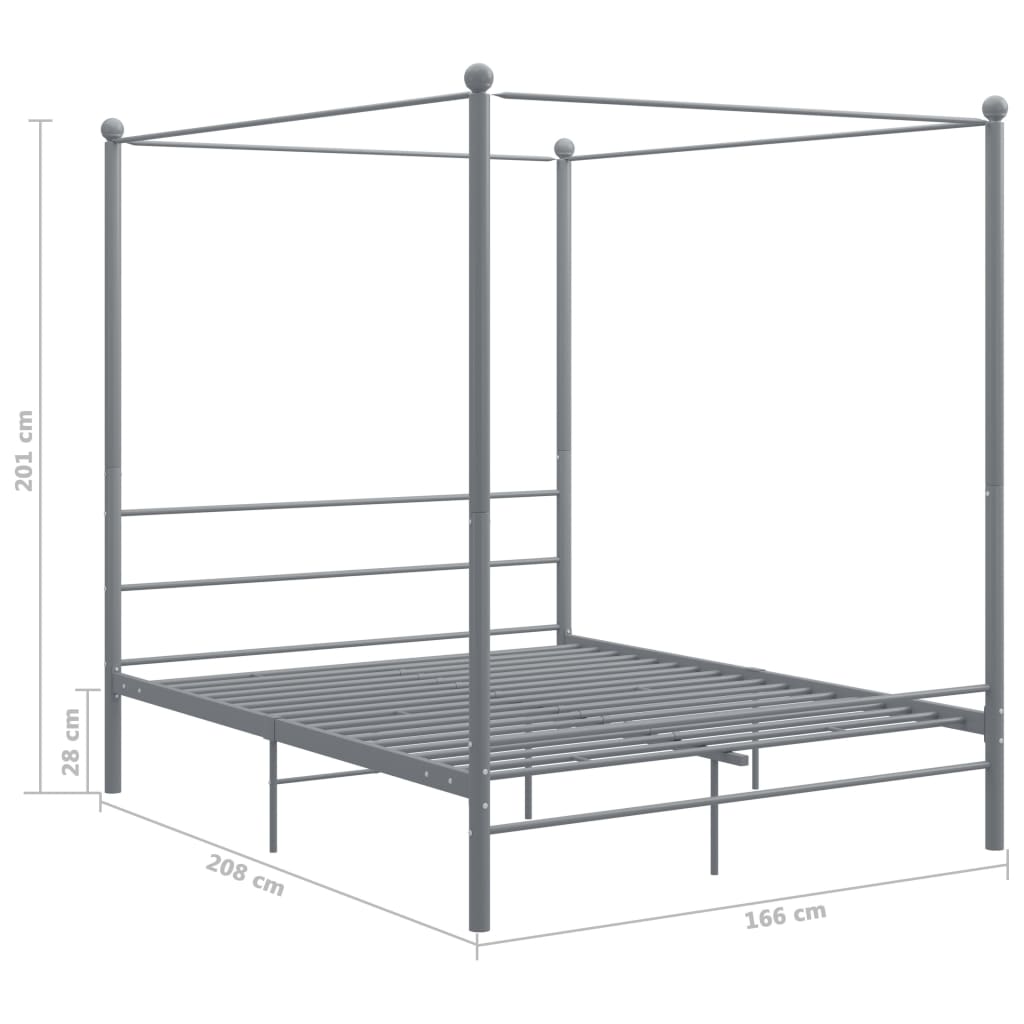 vidaXL Bed Frame | Grey | Powder-coated metal | Double | Classic/Traditional