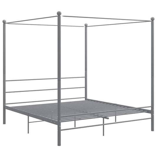 vidaXL Canopy Bed Frame without Mattress Grey Metal 180x200 cm Super King